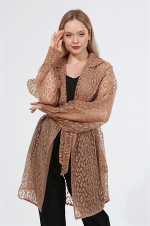 Kadın Desenli Lepolar Ceket Beige