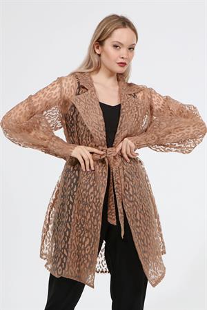 Kadın Desenli Lepolar Ceket Beige