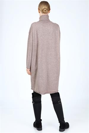Kadın Düğme Detay Boğazlı Tunik Beige