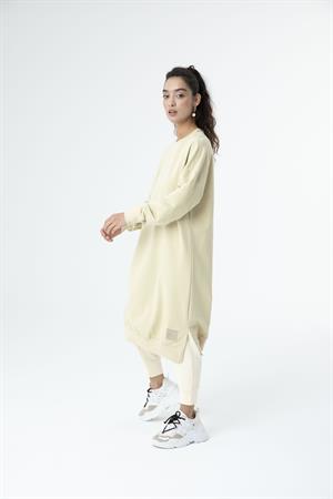 Kadın Düz Renk Uzun Boy Sweat Tunik Ekru