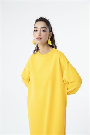 Kadın Düz Renk Uzun Boy Sweat Tunik Satsuma