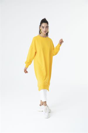 Kadın Düz Renk Uzun Boy Sweat Tunik Satsuma
