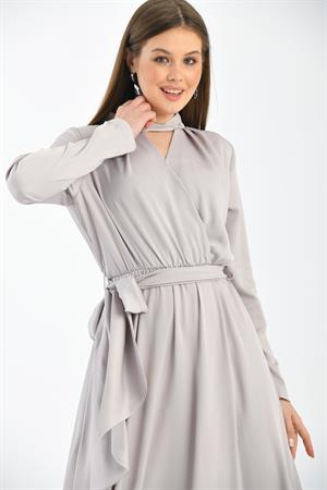 Kadın Elegant Elbise Beige