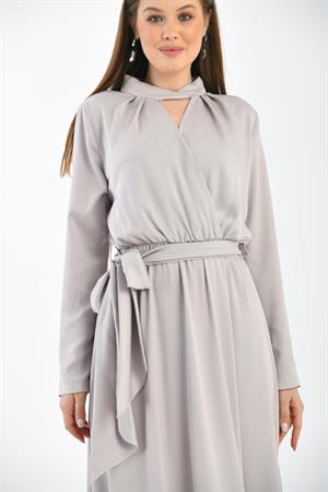 Kadın Elegant Elbise Beige