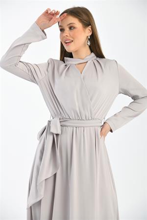 Kadın Elegant Elbise Beige