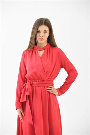 Kadın Elegant Elbise Mercan