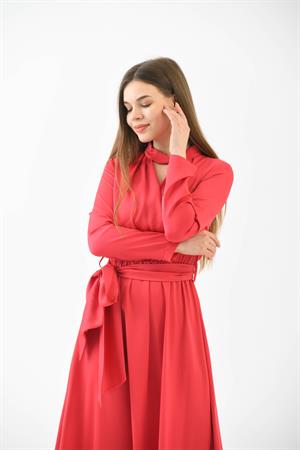 Kadın Elegant Elbise Mercan