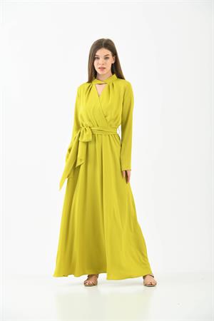 Kadın Elegant Elbise Safran