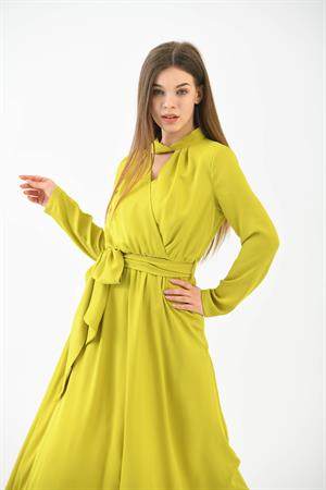 Kadın Elegant Elbise Safran