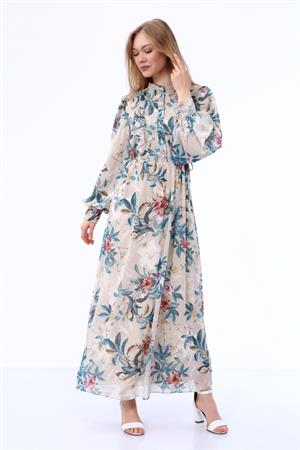Kadın Empire Elbise Beige