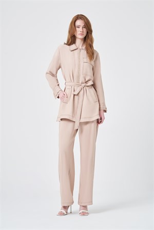 Kadın Erta Pantolonlu Takım Beige