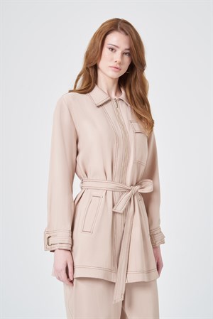 Kadın Erta Pantolonlu Takım Beige