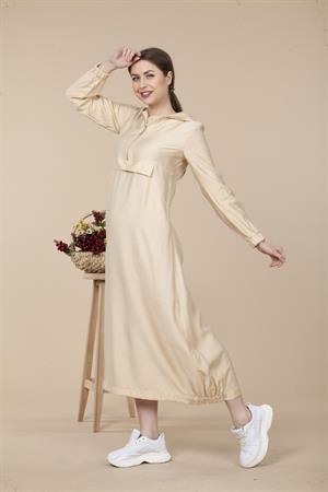 Kadın Fermuarlı Elbise Beige