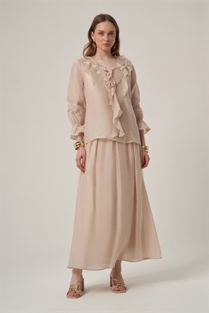 Kadın Fırfır Detay Helena Takım Beige