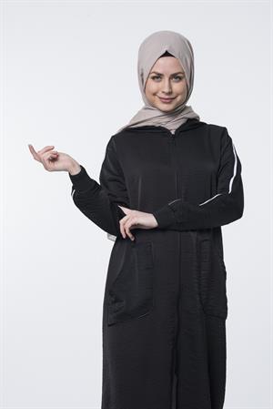Kadın Giy Çık Uzun Spor Kap Siyah