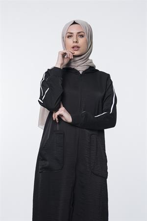 Kadın Giy Çık Uzun Spor Kap Siyah