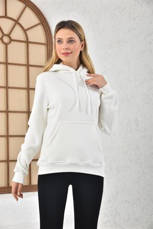 Kadın İçi Şardonlu Sweatshirt BEYAZ