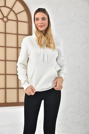 Kadın İçi Şardonlu Sweatshirt BEYAZ