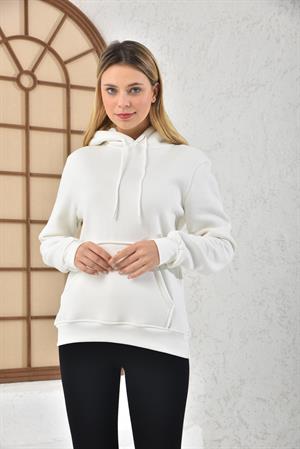Kadın İçi Şardonlu Sweatshirt BEYAZ
