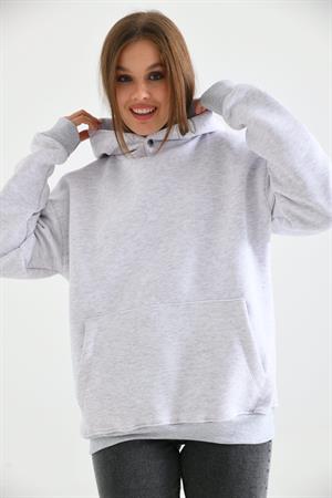 Kadın İçi Şardonlu Sweatshirt Gri