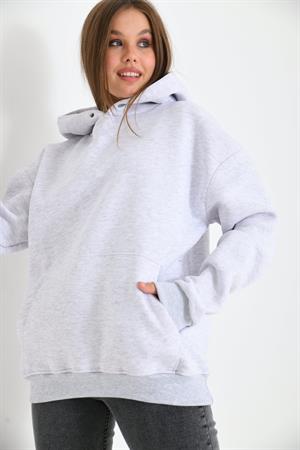 Kadın İçi Şardonlu Sweatshirt Gri