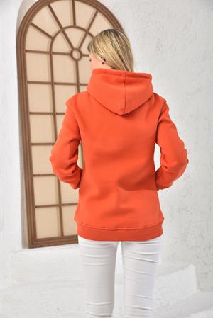 Kadın İçi Şardonlu Sweatshirt Orange