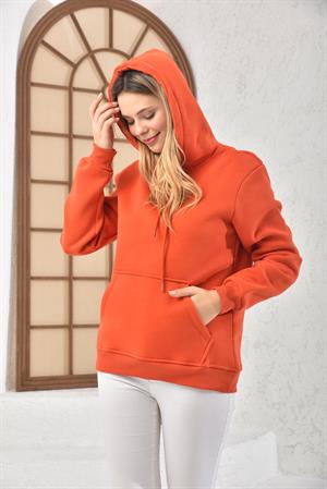 Kadın İçi Şardonlu Sweatshirt Orange