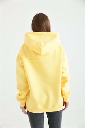 Kadın İçi Şardonlu Sweatshirt Sarı