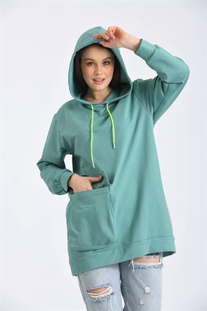 Kadın İki İp Kapşonlu Sweatshirt Çağla
