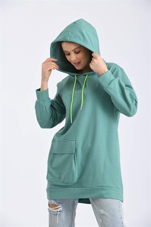 Kadın İki İp Kapşonlu Sweatshirt Çağla