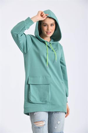 Kadın İki İp Kapşonlu Sweatshirt Çağla