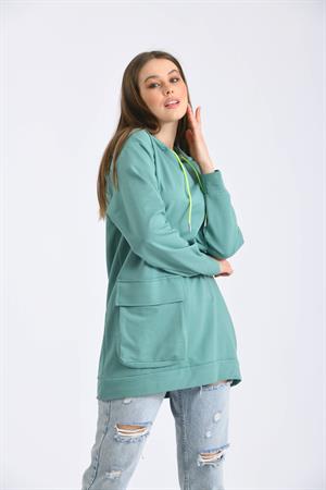 Kadın İki İp Kapşonlu Sweatshirt Çağla