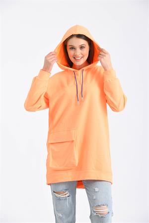 Kadın İki İp Kapşonlu Sweatshirt Orange