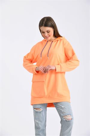 Kadın İki İp Kapşonlu Sweatshirt Orange