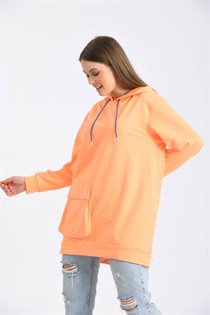Kadın İki İp Kapşonlu Sweatshirt Orange