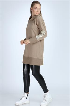 Kadın İki İplik Sweat Beige
