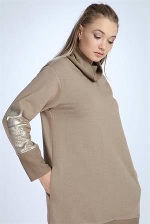 Kadın İki İplik Sweat Beige