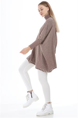 Kadın İnci Detaylı Triko Beige