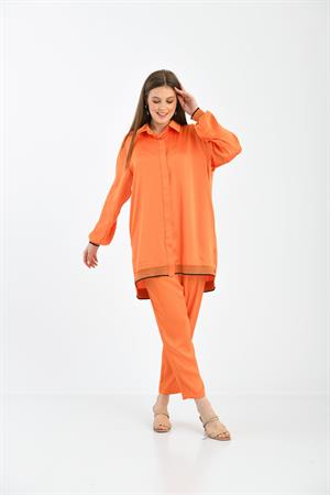 Kadın İpek Saten Takım Orange