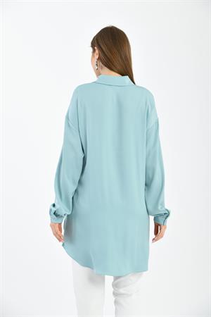 Kadın İpek Saten Tunik Mint