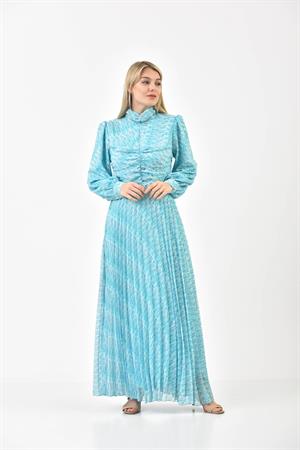 Kadın İpek Şifon Elbise Mint