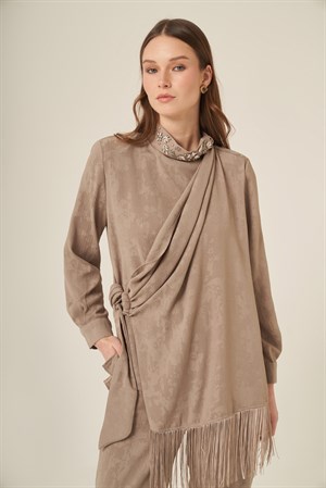 Kadın Jakar Takım Beige