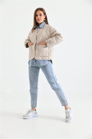Kadın Jean Detay Mont Beige