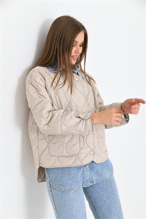 Kadın Jean Detay Mont Beige