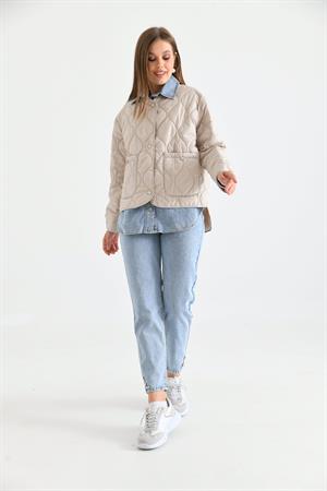 Kadın Jean Detay Mont Beige
