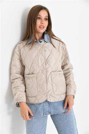 Kadın Jean Detay Mont Beige