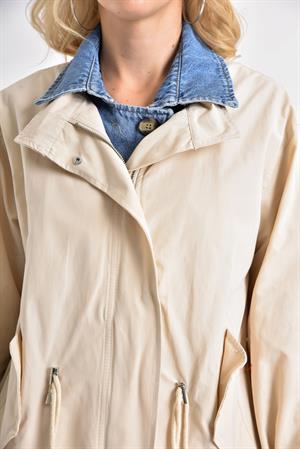 Kadın Jean Detaylı Trençkot Beige