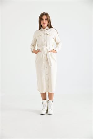 Kadın Jean Elbise Beige