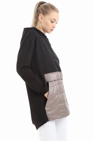 Kadın Kanguru Cep Sweat Siyah