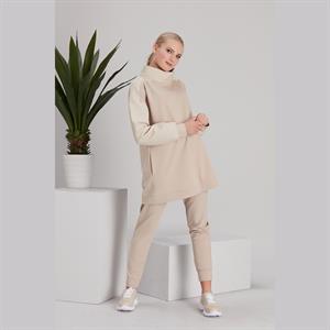 Kadın Kapitone Garni İki İp Takım Beige
